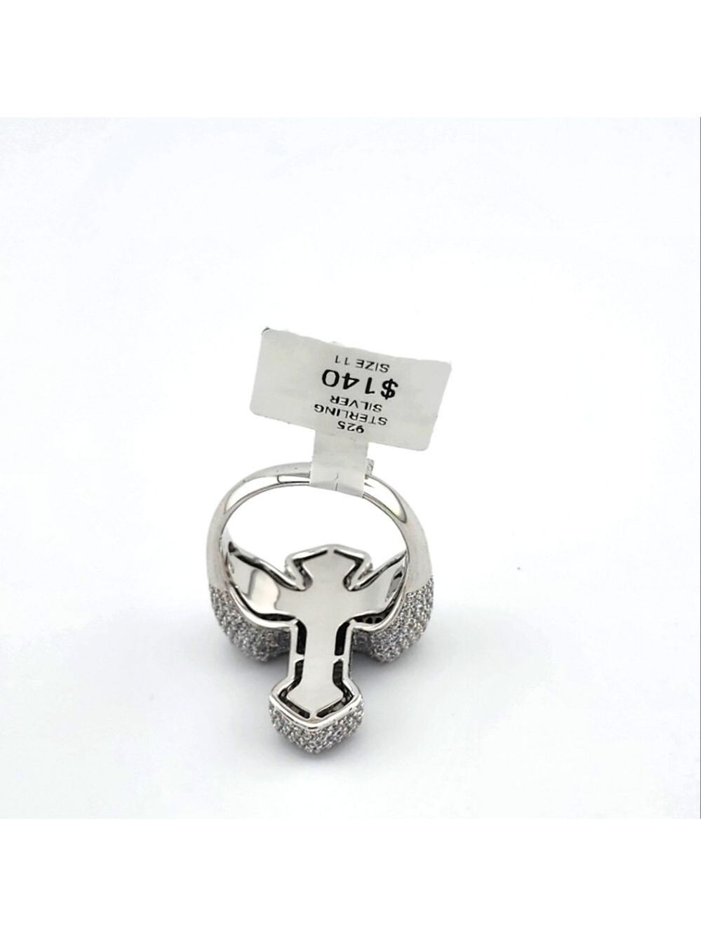 925 Silver Cross Ring Bugget and round cubic zirconia - Picture 7 of 9